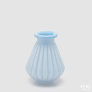 EDG Enzo De Gasperi Striped Vase with Border H 20 Cm D 16 Cm Waterproof Celeste Glass