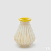 EDG Enzo De Gasperi Striped Vase with Border H 20 cm D 16 cm Waterproof Yellow Glass