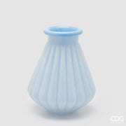 EDG Enzo De Gasperi Striped Vase with Border H 28 Cm D 23 Cm Waterproof Sky Blue Glass