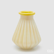 EDG Enzo De Gasperi Striped Vase with Border H 28 Cm D 23 Cm Waterproof Yellow Glass