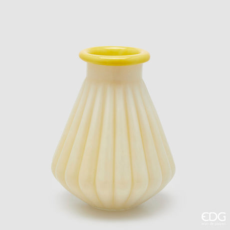 edg enzo de gasperi edg enzo de gasperi vaso righe con bordo h 28 cm d 23 cm waterproof vetro giallo ean 8059824619174