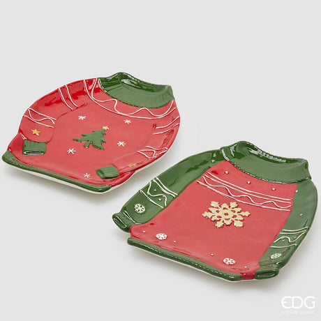 edg enzo de gasperi edg enzo de gasperi vassoio maglione di natale ass h 3 cm l 29 cm l 24 cm green red 1 pz ean 8059824539991