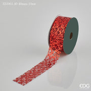 EDG Enzo De Gasperi Christmas Ribbon Mix Glitter H 40 Mm 10 Mt Red
