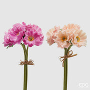 EDG Enzo De Gasperi Poppy Bouquet 5 Branches with Leaves H 34 Cm Pink or Ivory 1 Pc