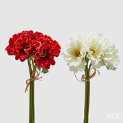 EDG Enzo De Gasperi Poppy Bouquet 5 Branches with Leaves H 34 Cm Red or White 1 Pc