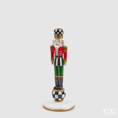 edg enzo de gasperi portacandela soldatino natale h 31 cm d 12 cm bianco nero ean 8059824403223