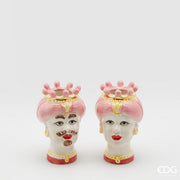 EDG Enzo De Gasperi Sicily Head Vase H 13 Cm His or Her 1 Pc Pink