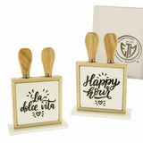 Etm Cheese Set Wood Ceramic 13x18cm 2Pcs Wedding Favors