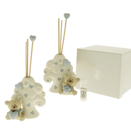 Diffusore orsetto ETM Pallino Cielo H 10 cm: 2 modelli assortiti, venduto al pezzo. Bomboniera battesimo e nascita con scatola