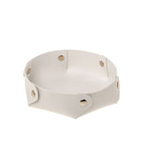 Svuota tasca tondo Etm ecopelle bianco Ø 18 cm: porta chiavi, gioielli e monete con stile. Bomboniera e regalo.