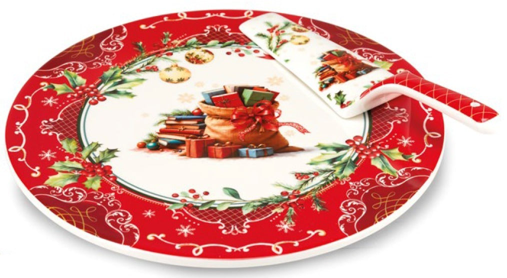 fade fade cadeaux piatto torta natalizio con paletta d 30 cm rosso ean 8016175589723