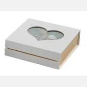 L'Arcolaio Box Fabric-Covered Favor Box 13 x 13 x 4 cm White with Heart 1 Pc