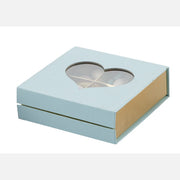 The Arcolaio Box Fabric-covered Favour Box 13 x 13 x 4 cm Light Blue with Heart 1 Pc