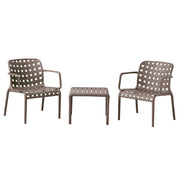 Arcolaio Set Ventotene Dove Grey with 2 Armchairs and Coffee Table in Polypropylene