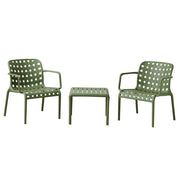 L'Arcolaio Ventotene Green Set with 2 Armchairs and Side Table in Polypropylene