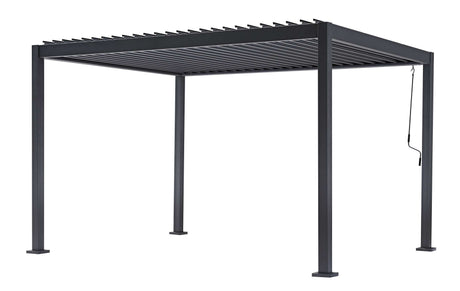Pergola bioclimatica Vulcano 3x4 m antracite in alluminio, lamelle orientabili a manovella, garanzia 10 anni