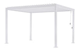 Pergola bioclimatica Vulcano 3x4 m bianca in alluminio, lamelle orientabili a manovella, garanzia 10 anni.