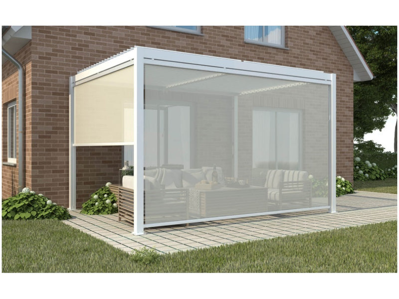 The Weaving Loom Self-Retracting Pergola Blackout Blind Textilene 4m White