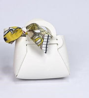 Linea Due Elle Faux Leather Handbag with Ivory Fabric Bow