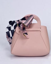 Linea Due Elle Faux Leather Handbag with Fabric Bow in Powder Pink