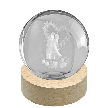 linea due elle linea due elle lumetto a sfera coppia sposi con base in legno d 6 cm h 8 cm bomboniera lampada decorativa per matrimoni ean 8033551046458