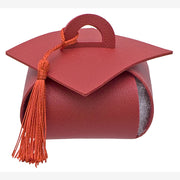 Linea Due Tocco Laurea Red Faux Leather 9x9x6 cm – Decorative Graduation Hat for Wedding Favors and Sugared Almonds Pack of 12