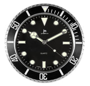 Lowell Quartz Wall Clock Steel Case Luminous Indexes D 33.8 cm Black