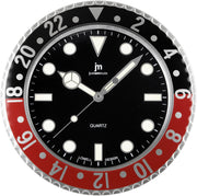 Lowell Quartz Wall Clock Steel Case Luminous Indexes D 33.8 cm Red