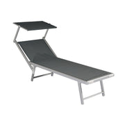 Moia Greenwood Sunbed with Canopy Aluminum Textilene Grey