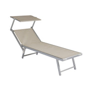 Moia Greenwood Beach Cot with Sun Canopy, Aluminum, Textilene, Sand