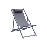 Moia Greenwood Anthracite Aluminum and Textilene Beach Lounger – Adjustable Modern Design Beach Bed