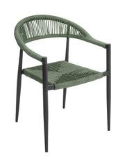 Moia Greenwood Armchair Milan Aluminum Grey Green Rope