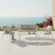 Moia Greenwood Living Room Cap-Ferrat White Rope Grey Cushions 4 Seater