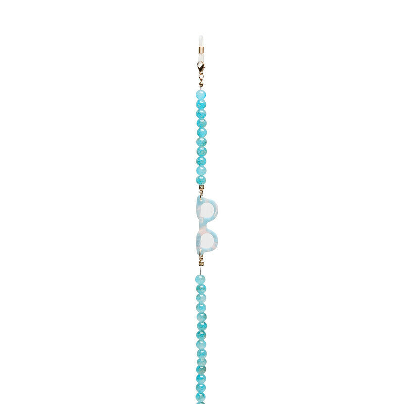 okkia okkia collana bijoux con palline in vetro per occhiali e mascherina colore acquamarina ean 8056211376085