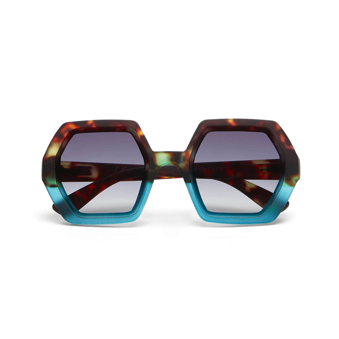 okkia okkia occhiale da sole premontato esagonale mod emma havana blue ean 8055773198036