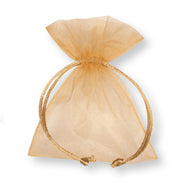 Piovaccari Organza Sugared Almonds Bag with Satin Pull H 12 x 9 Cm Gold 10 Pcs
