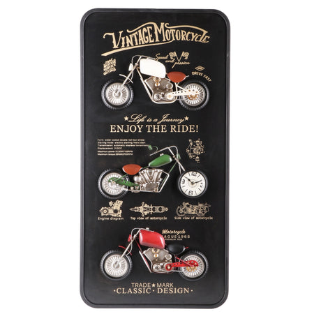 regalo italiano regalo italiano decorazione moto vintage con orologio in metallo 60 x 12 x 8 cm stile industriale ean 8057586191990