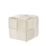 Ad Trend Beige Velvet Ottoman 37 x 37 cm H 37 cm – Modern Design Storage Ottoman Home Decor
