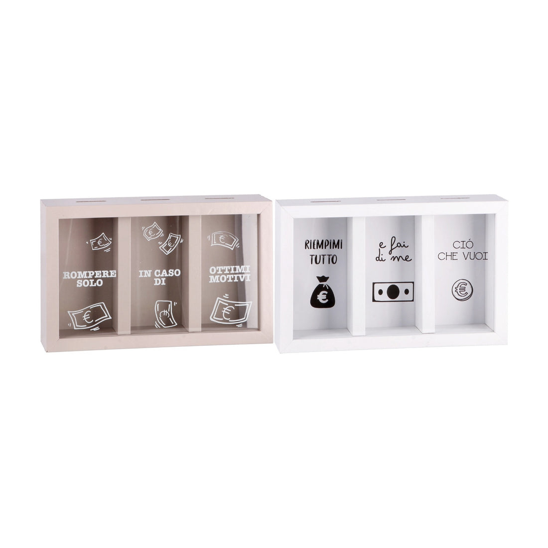 regalo italiano regalo italiano salvadanaio in mdf e vetro 3 scomparsi 23 x 6 cm h 15 cm ass porta risparmi decorativo moderno 1 pz ean 8057586123694