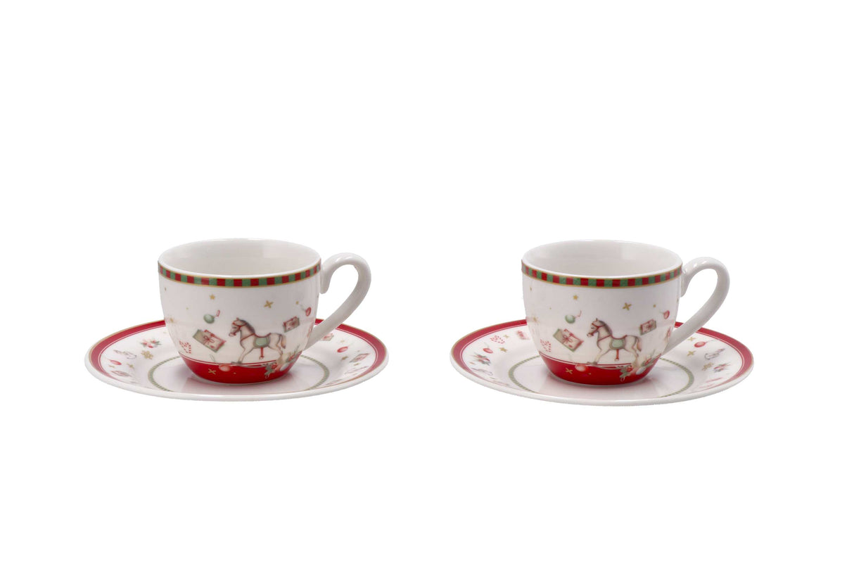 regalo italiano regalo italiano servizio 2 tazzine caffe di natale porcellana d 6 cm h 5 cm rosso bianco ean 8057586116894