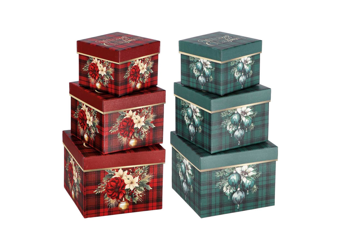 regalo italiano regalo italiano set 3 scatole quadrate di natale cartone ass rosso o verde 1 pz ean 8057586117495
