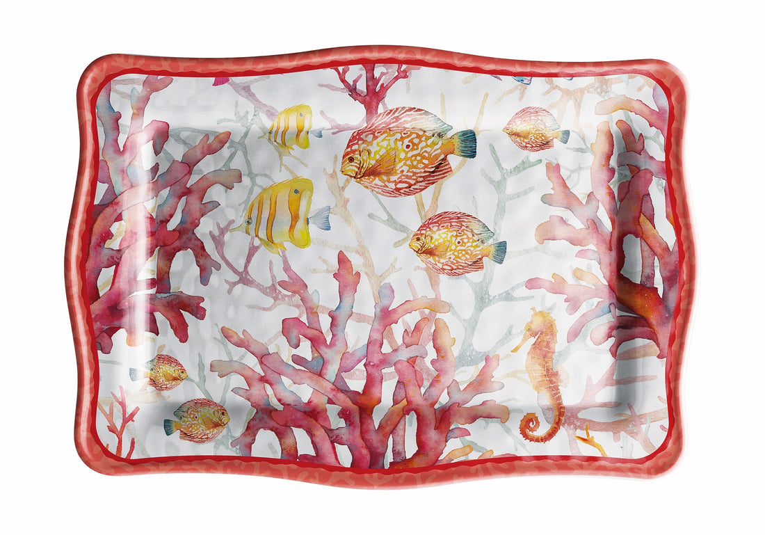 regalo italiano regalo italiano vassoio rettangolare melamina shell 30 x 21 cm h 2 cm rosso 1 pz