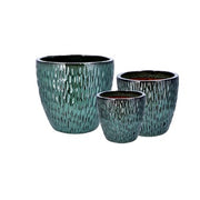 Ad Trend Set 3 Green Ceramic Cachepots H 23–29-35 cm
