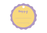 Scotton Round Package Seal D 50 Mm Happy Yellow Purple 15 Pcs