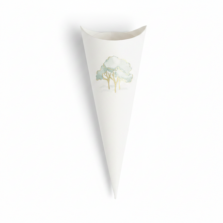 Cono confettata Scotton intrecci verde stampa a caldo cartoncino 19 cm, set 10 pz. Matrimoni e cerimonie eleganti. CONF 10 PZ EAN 8007402372058
