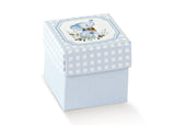 Scatolina Scotton elefantino azzurro cartoncino 5×5×5cm CONF 10 PZ. Bomboniera battesimo maschio, baby shower e nascita. ean 8007402366224