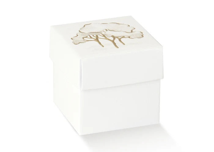 Scatolina portaconfetti Scotton Alberi Avorio rivestiti oro 5×5×5 cm per bomboniere e cerimonie CONF 10 PZ. Elegante e pronta all'uso. ean 8007402268931