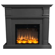 SINED Mpc Fireplace Caldera Floor Fireplace With Frame and 1500w Electric Burner Grey