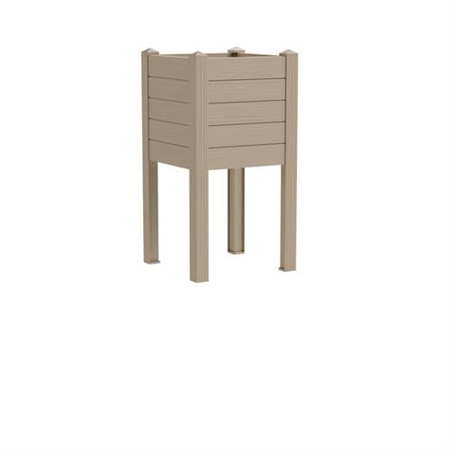 Fioriera alta in resina UV per esterni e interni. TeraPlast Trama 014 Almond, 42×42×H80 cm, -30°/+60°C, 100% riciclabile. ean-8051560251663