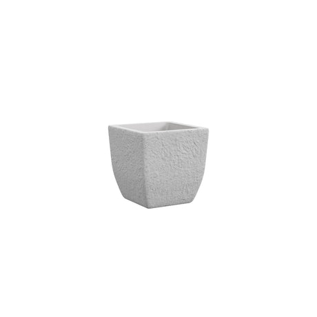 Vaso effetto pietra bianco per interno ed esterno. TeraPlast Lithos 40 cm, plastica riciclabile, UV, -30°C/+60°C.